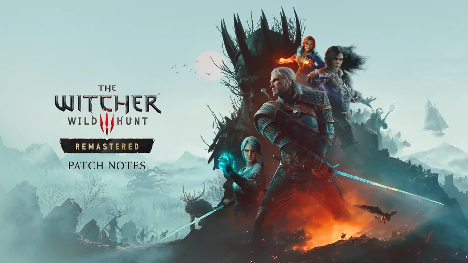 Official The Witcher 3 Remastered artwork with Geralt, Ciri, Yennefer and Triss